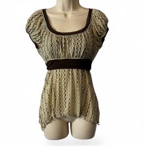 Y2K Max Studio Brown & Green Patterned Top